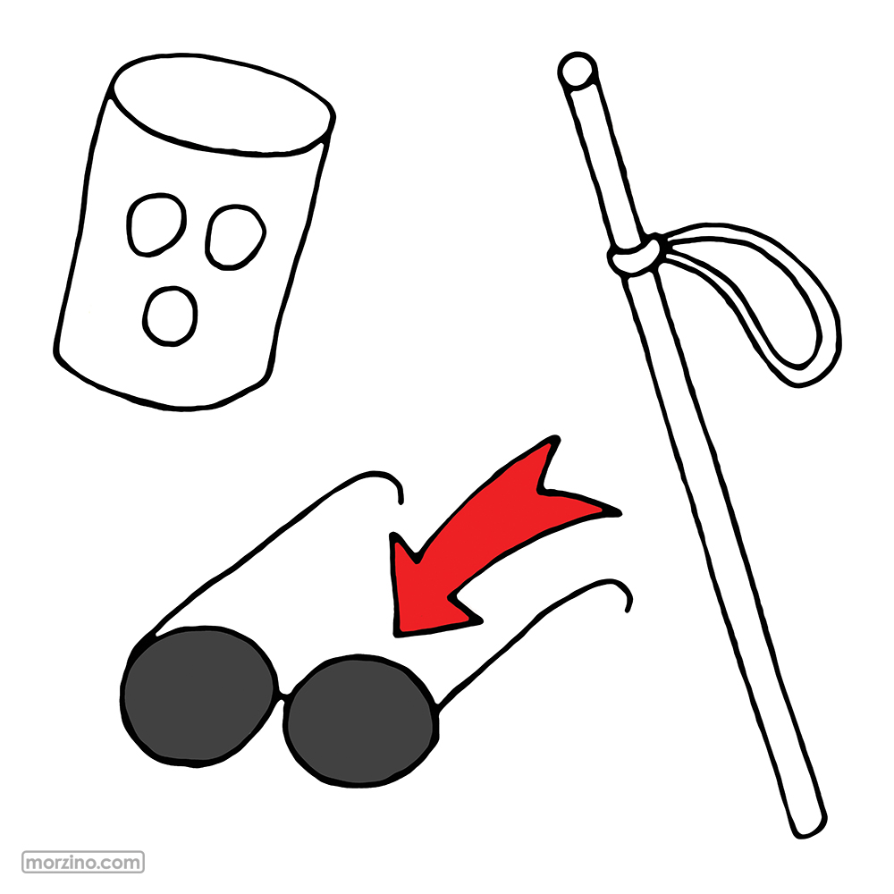 Bildwörterbuch: Blindenbrille