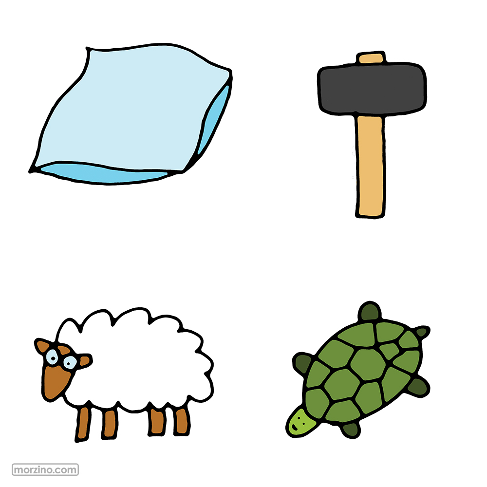 Bildwörterbuch: Weich und hart