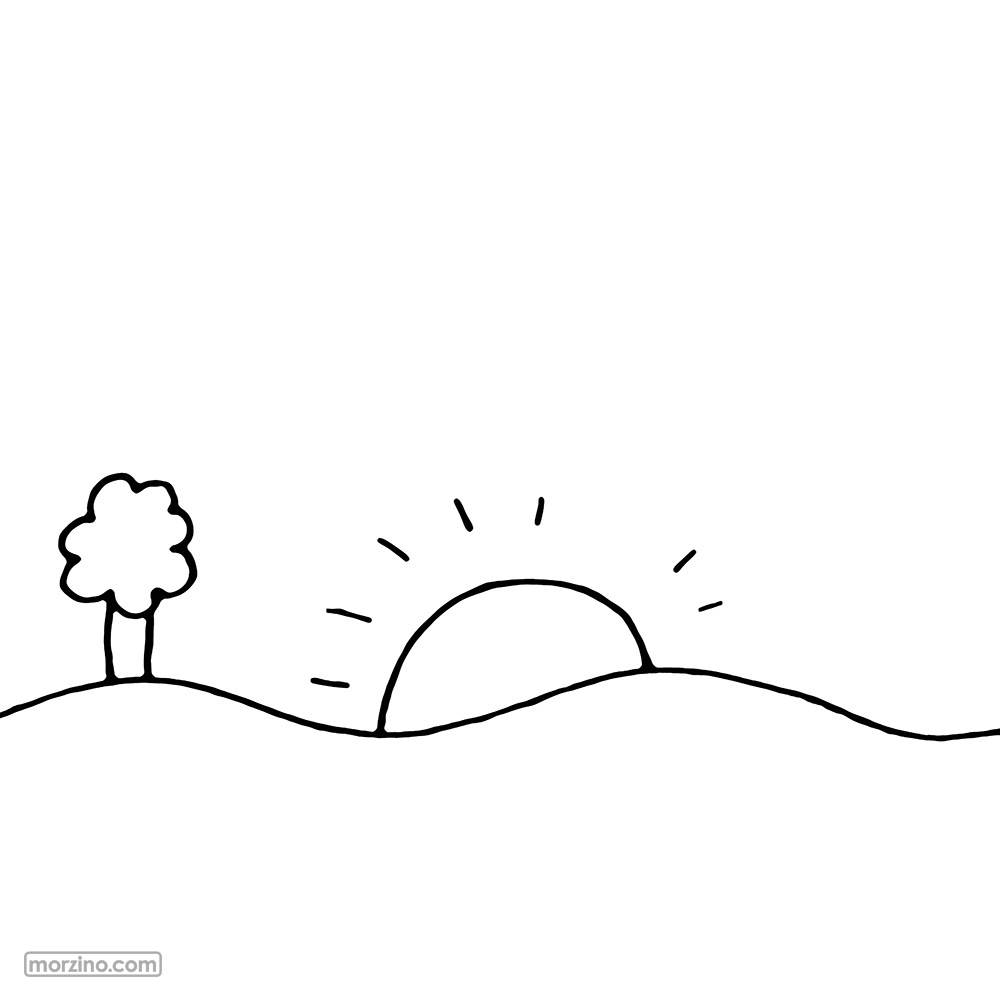 Ausmalbild: Sonnenuntergang