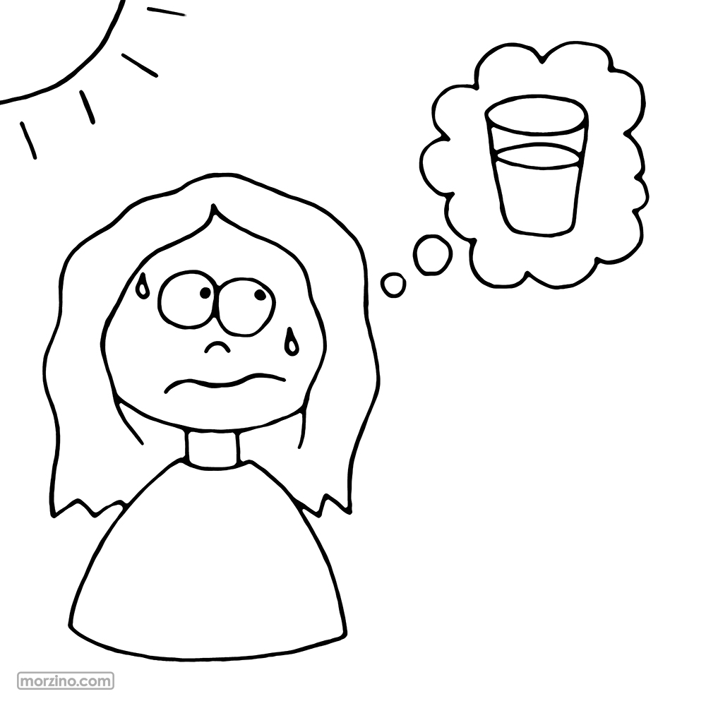 Ausmalbild: Durstig