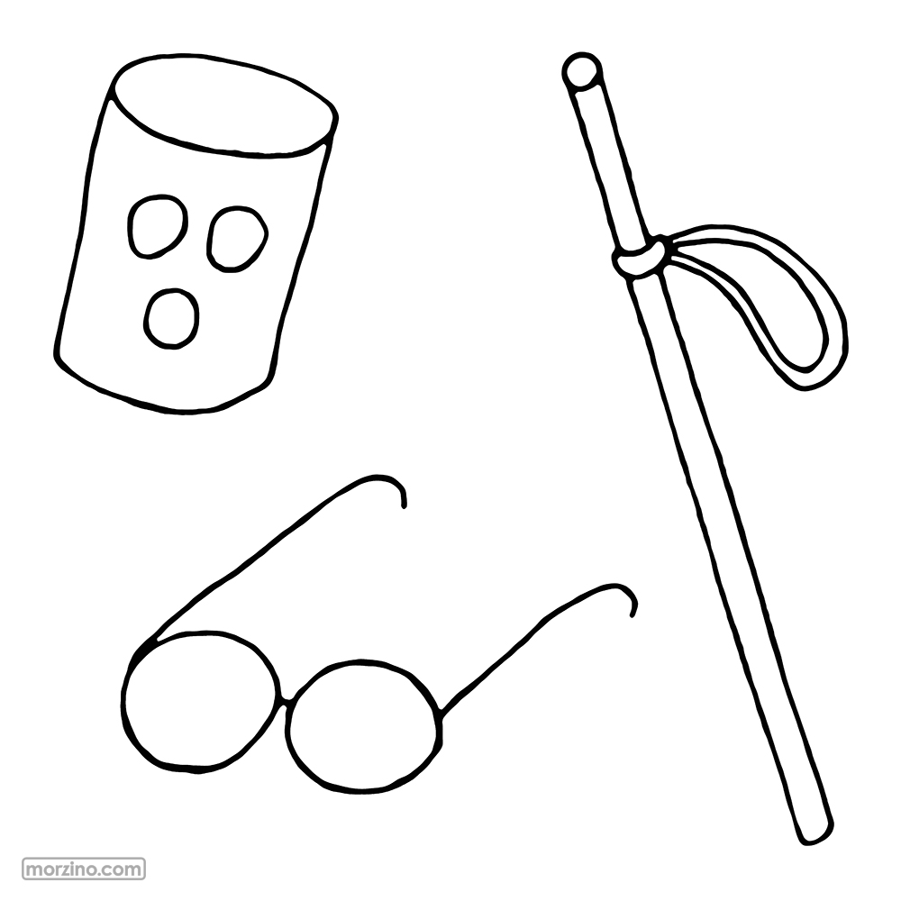 Ausmalbild: Blindenstock