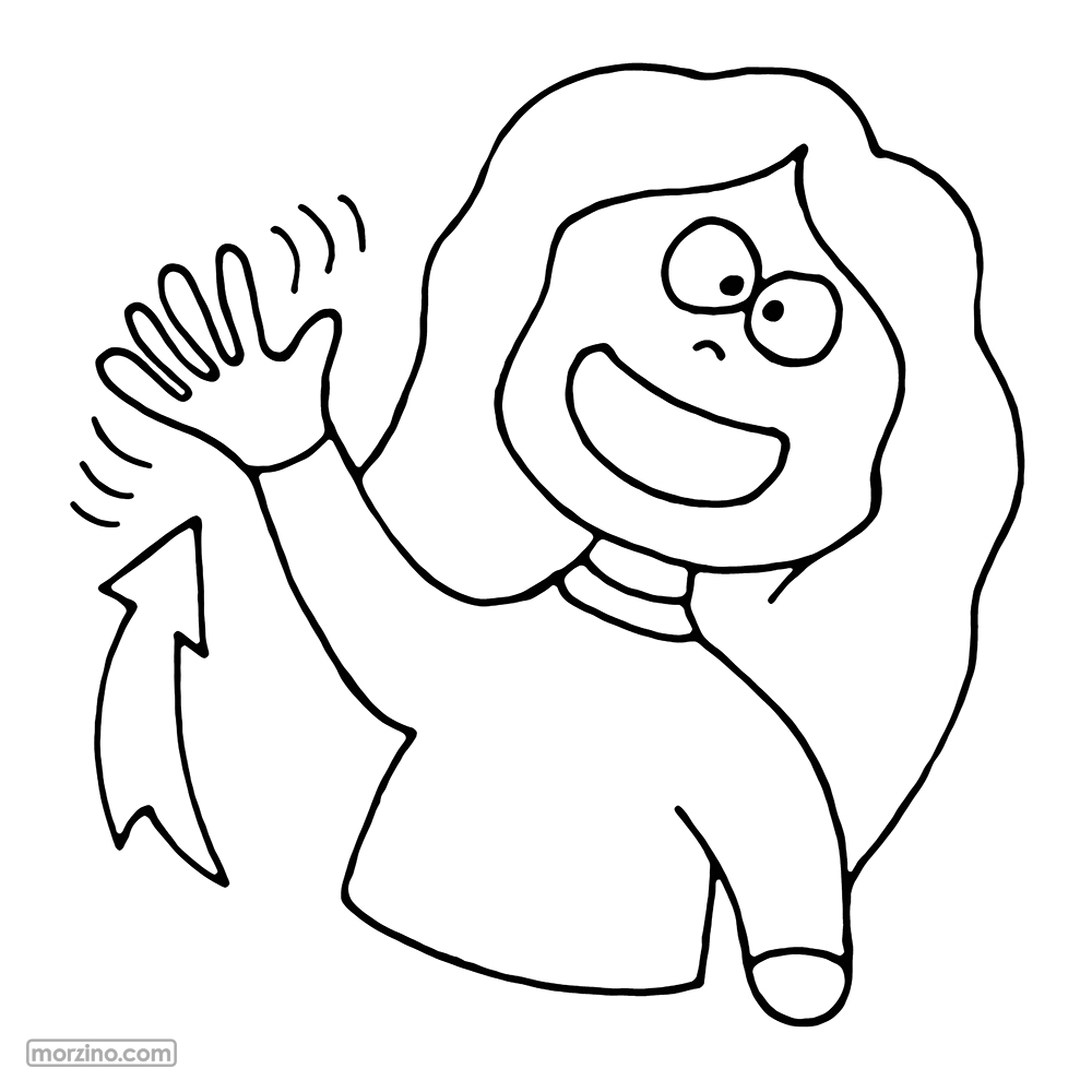 Ausmalbild: Ich winke