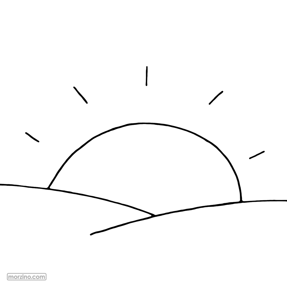 Ausmalbild: Sonnenaufgang