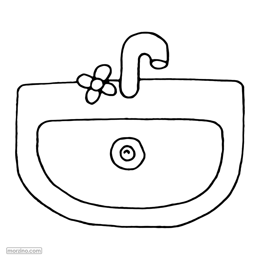 Ausmalbild: Waschbecken