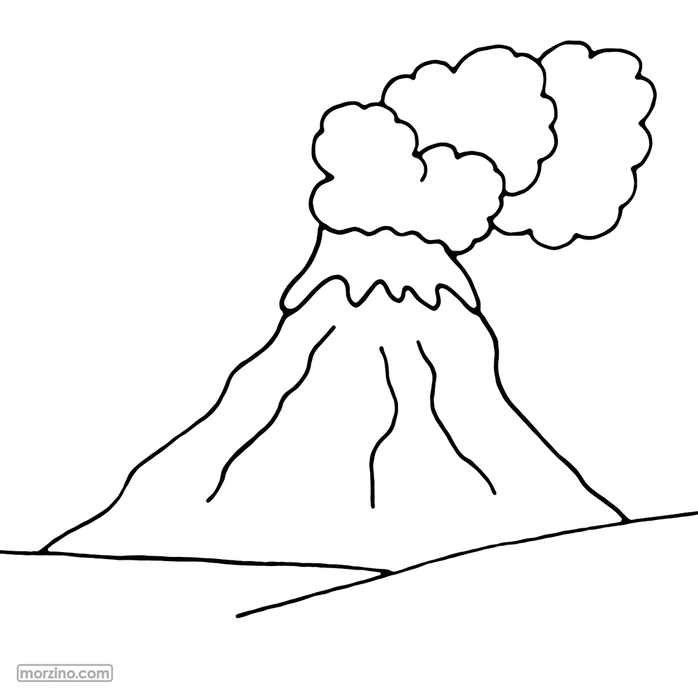 Ausmalbild: Vulkan
