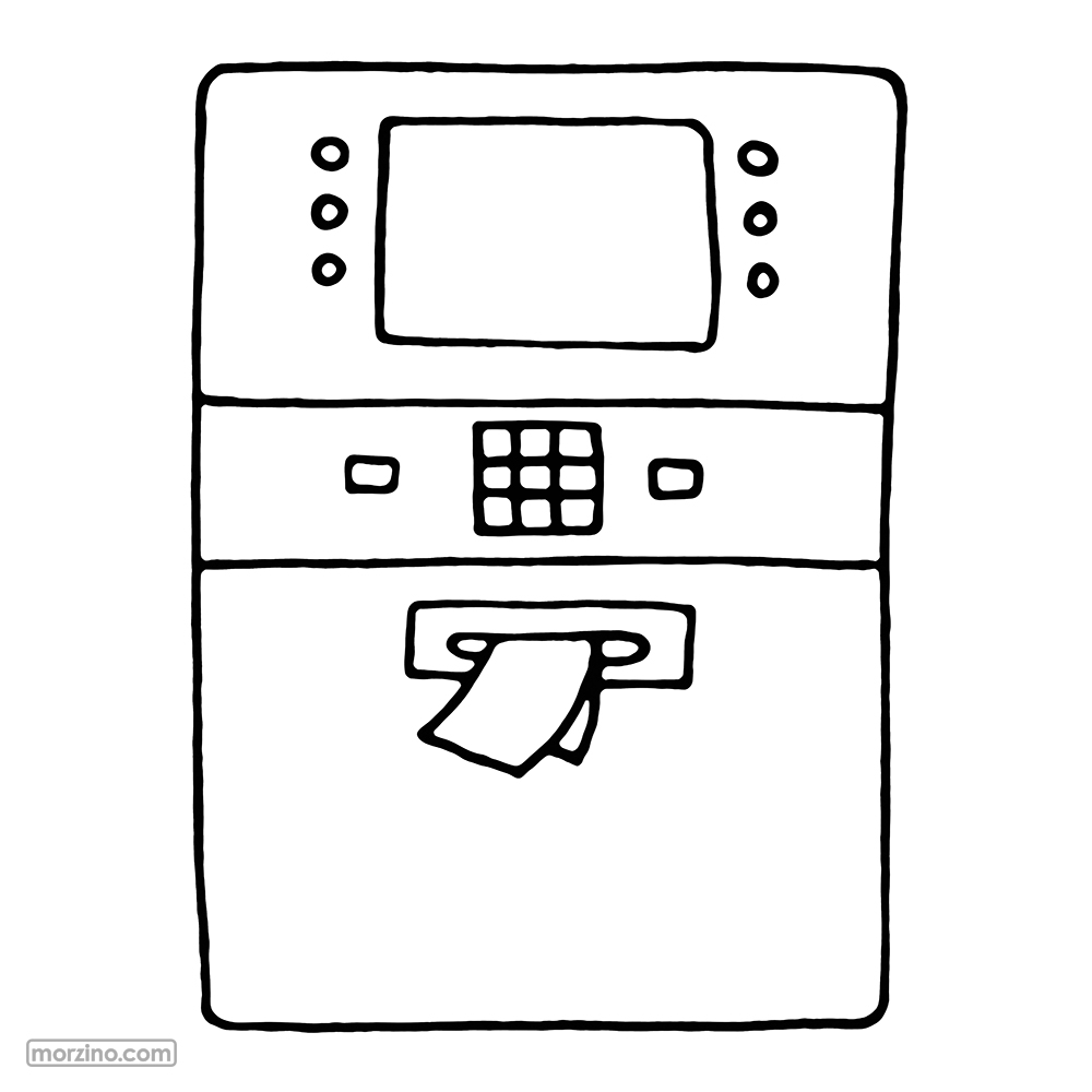 Ausmalbild: Geldautomat
