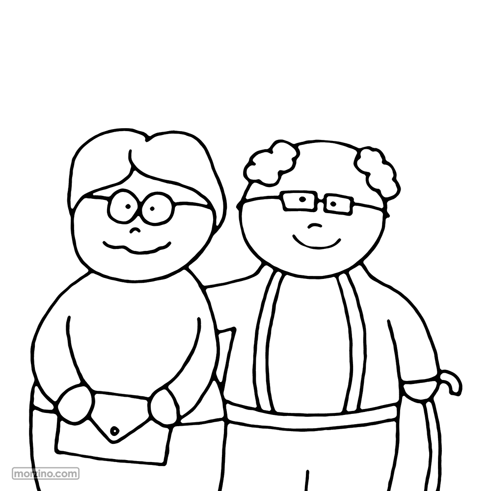 Ausmalbild: Großeltern