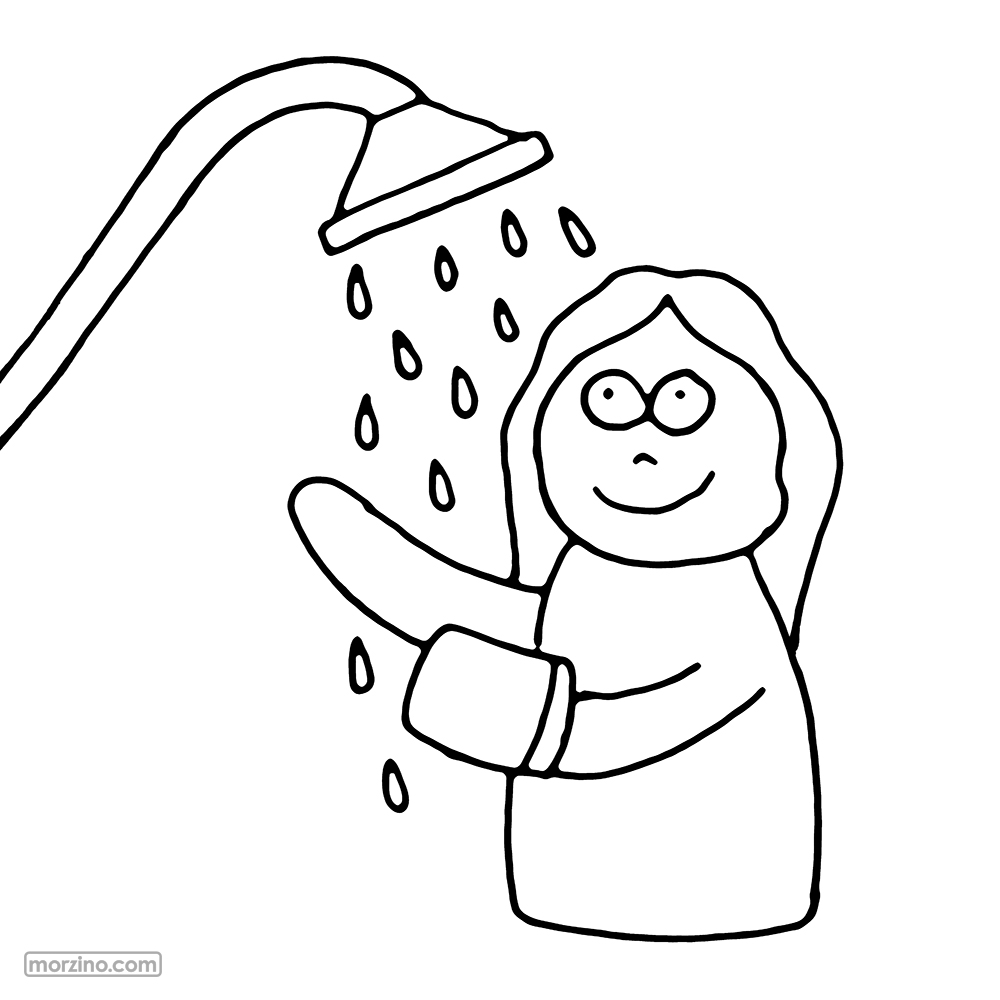 Ausmalbild: Ich dusche
