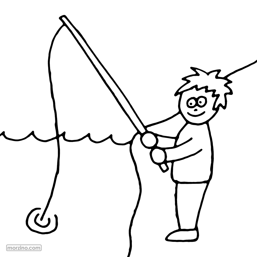 Ausmalbild: Ich fische