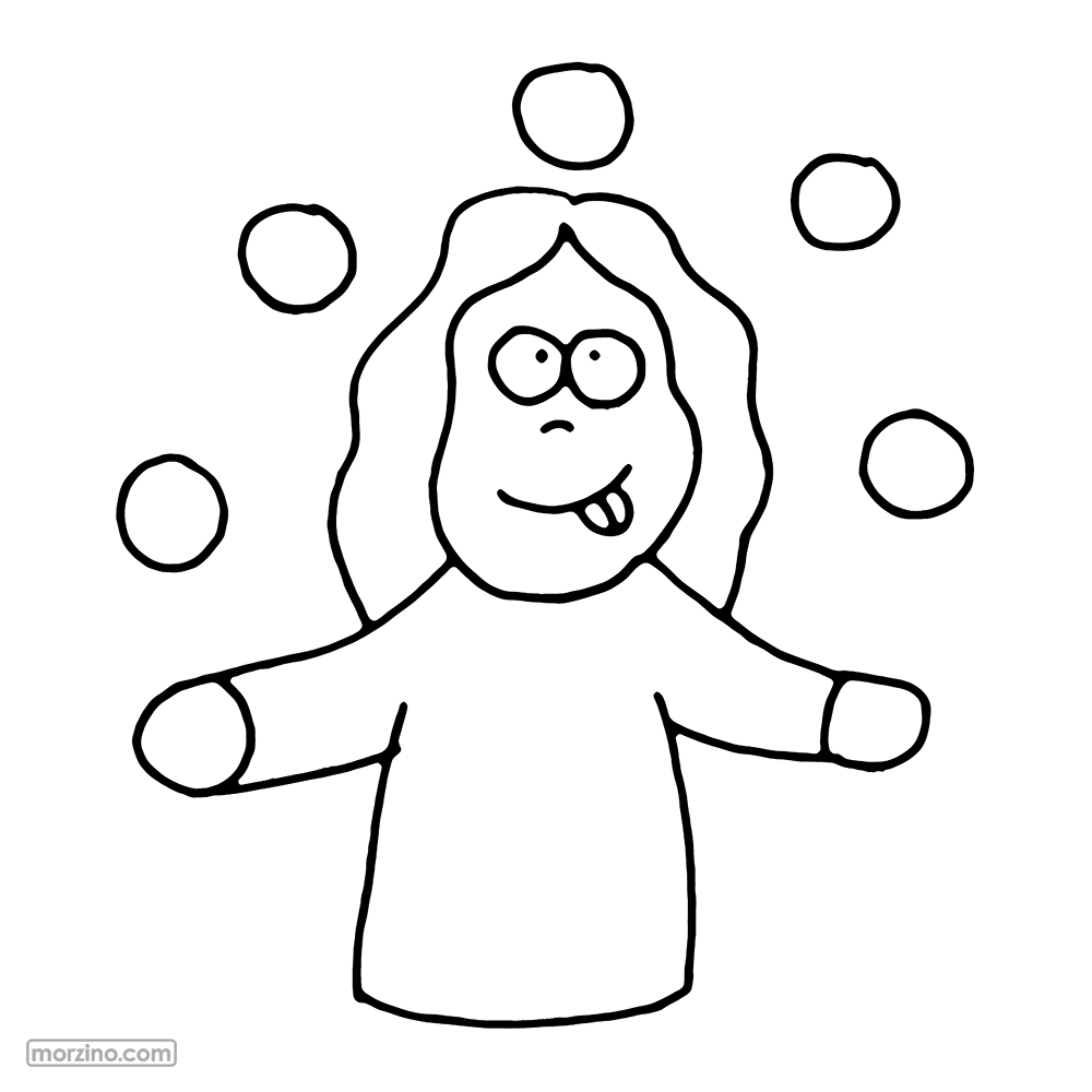 Ausmalbild: Ich jongliere