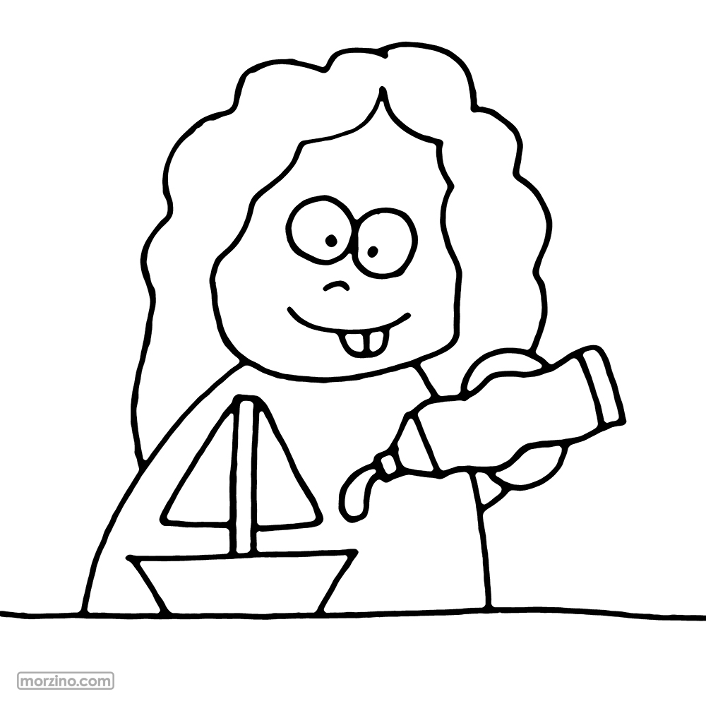 Ausmalbild: Ich klebe