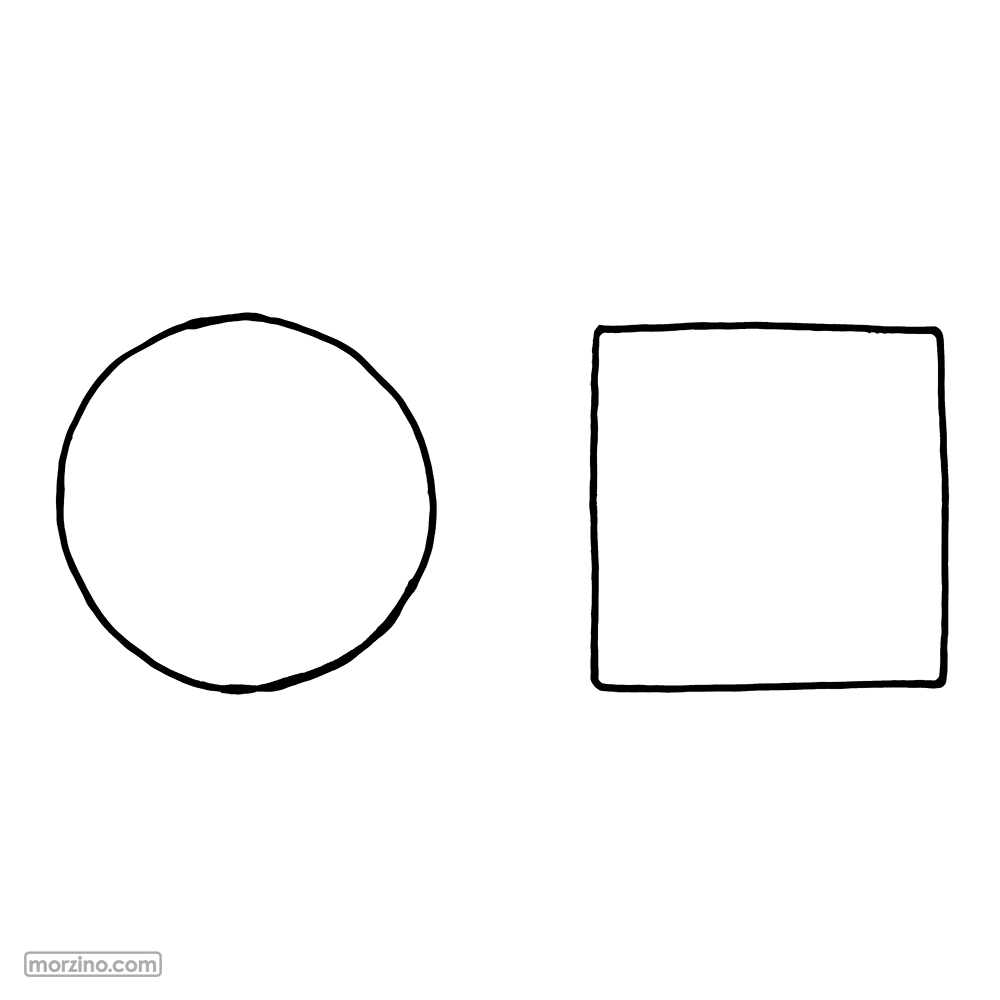 Ausmalbild: Rund und eckig