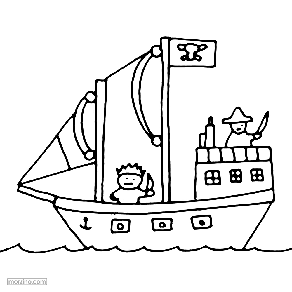 Ausmalbild: Piratenschiff