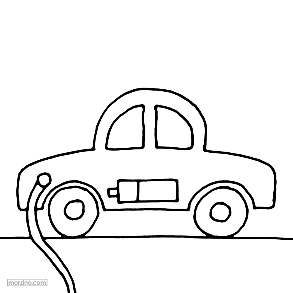 Ausmalbild: Elektroauto