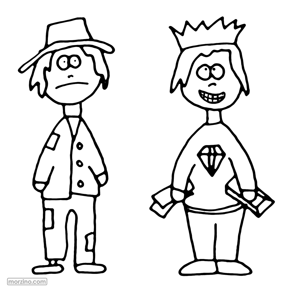 Ausmalbild: Arm und reich