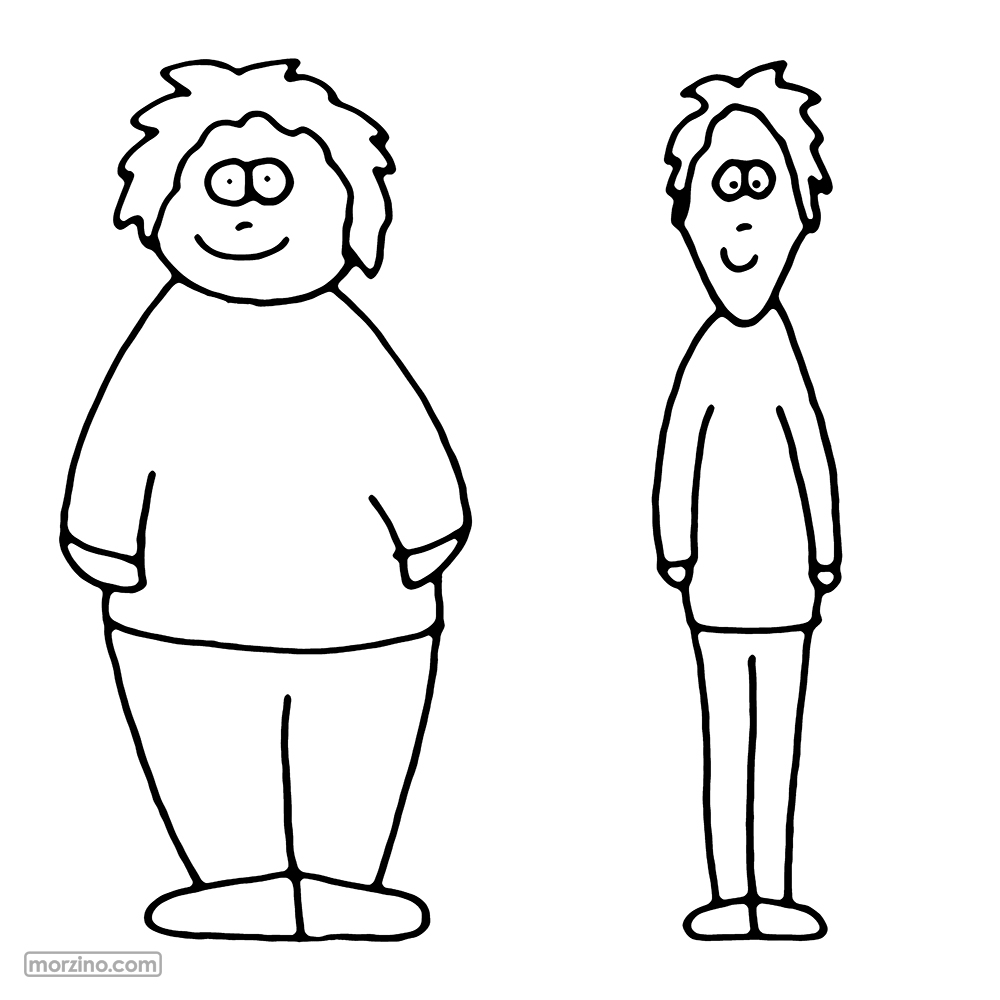 Ausmalbild: Dick und dünn