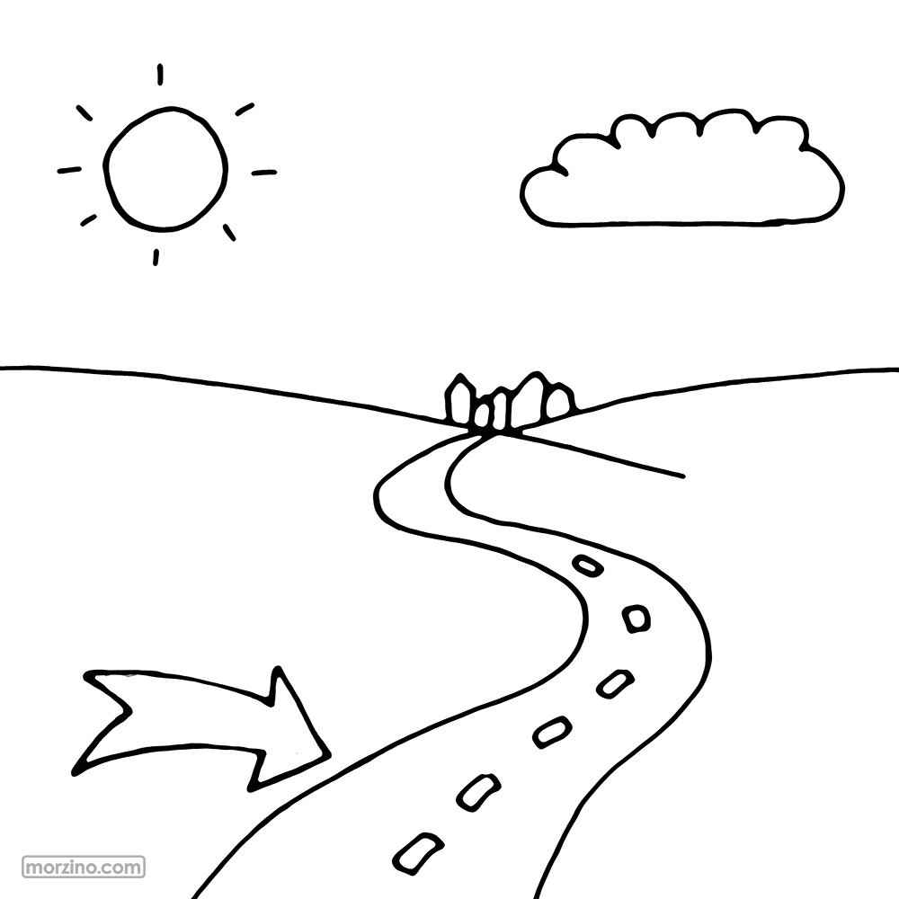 Ausmalbild: Landstraße