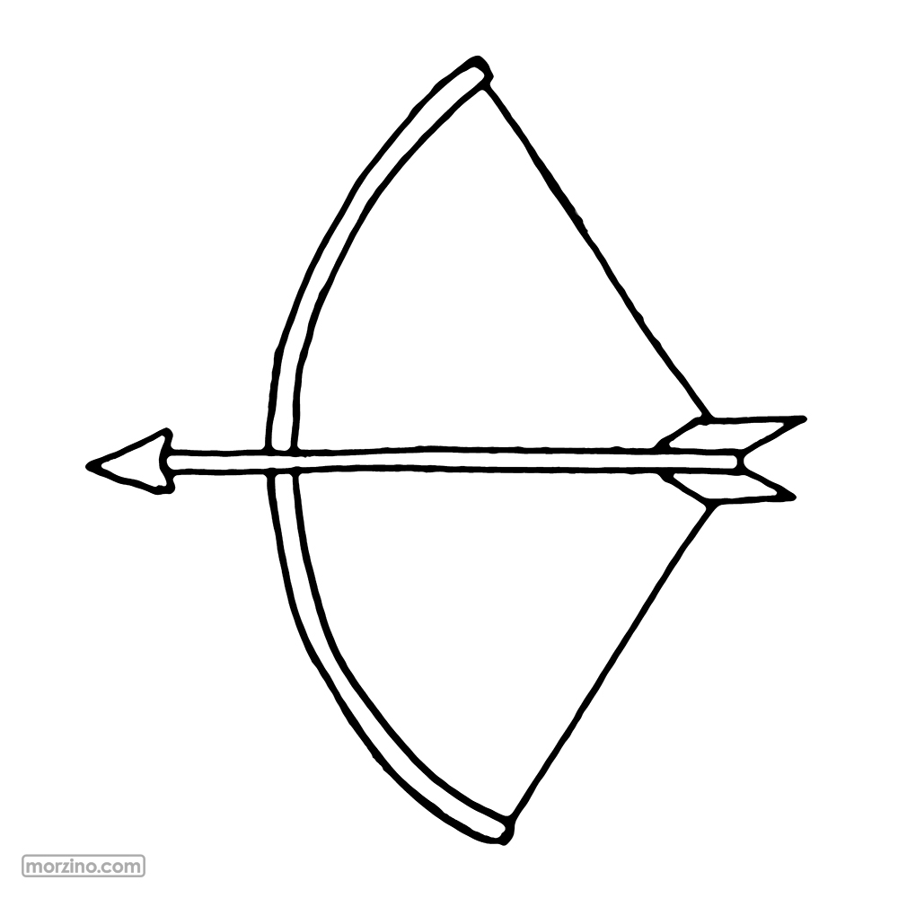 Ausmalbild: Bogen und Pfeil